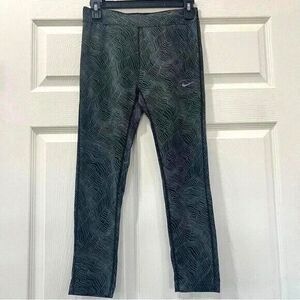Nike Womens Black Patterned Capri Leggings Size Small